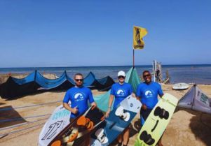 Kitesurfing gear and equipment display